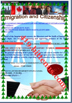 USA CANADIAN IMMIGRATION LAWYER CLEARANCE LETTER ORIGINAL COPY FOR